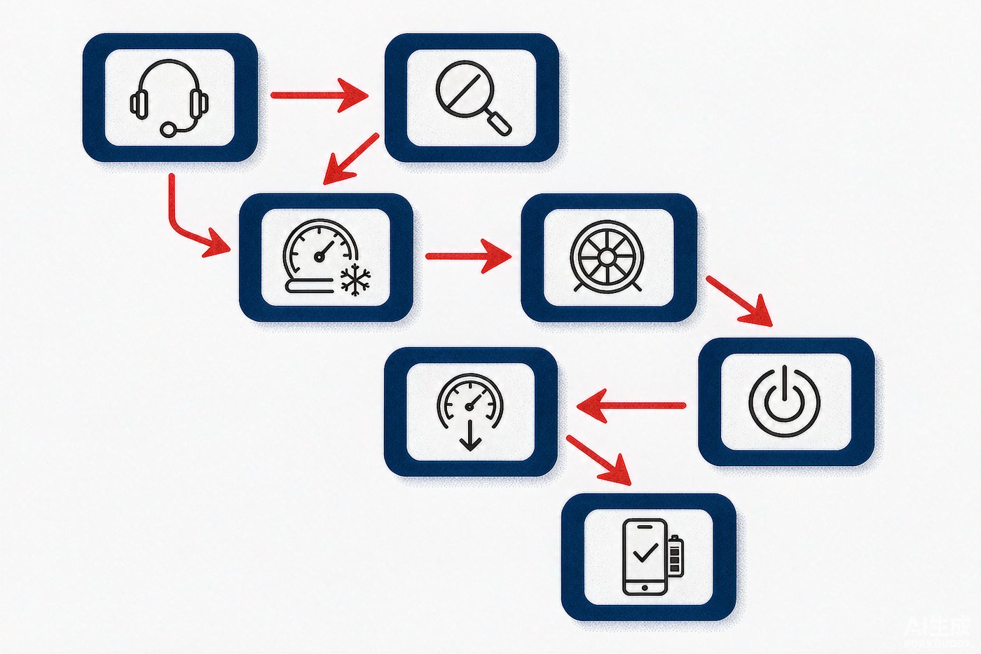 iPhone outer glass repair 7-step workflow diagram